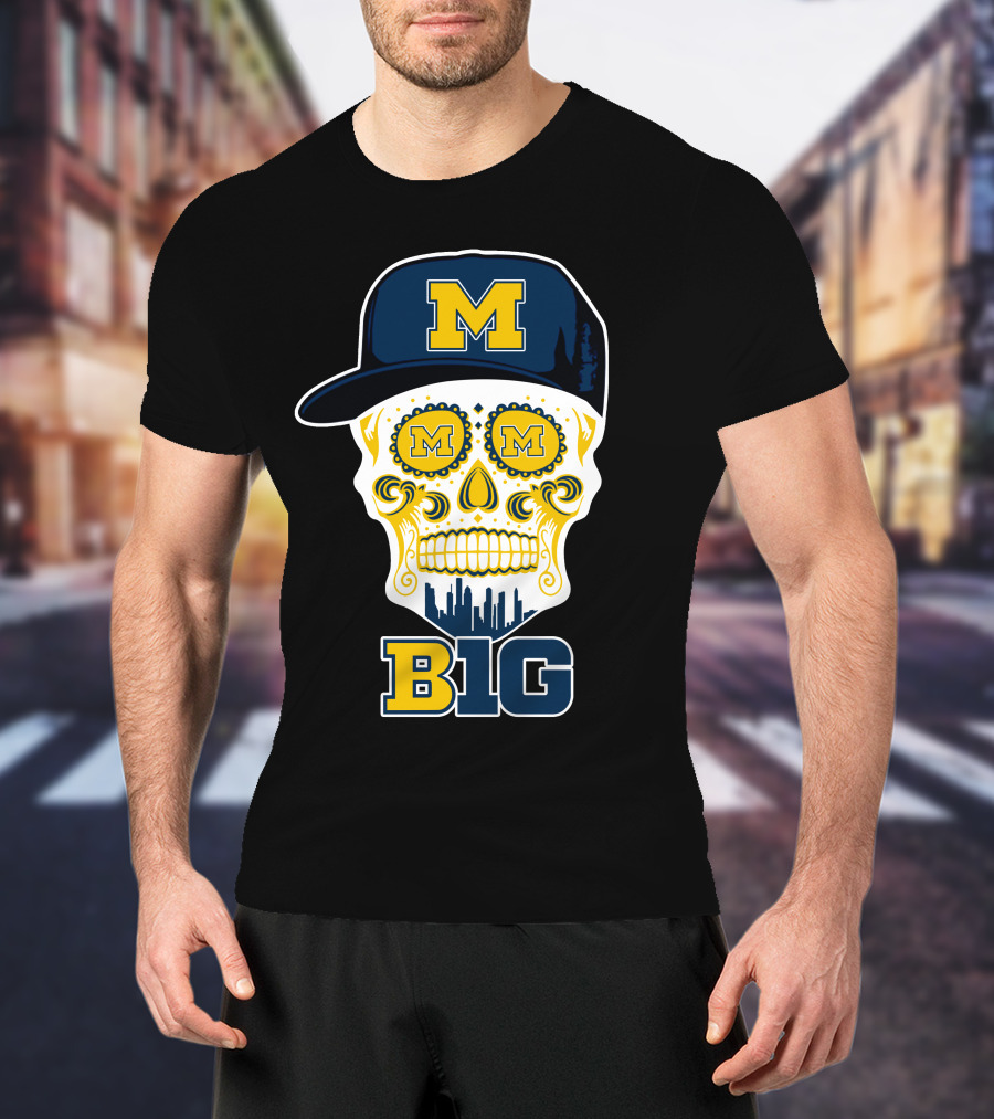 Michigan Wolverines Big Ten Skull Cap T-Shirt