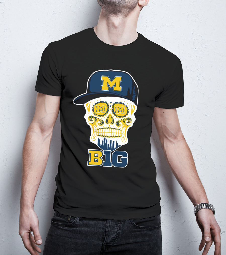 Michigan Wolverines Big Ten Skull Cap T-Shirt