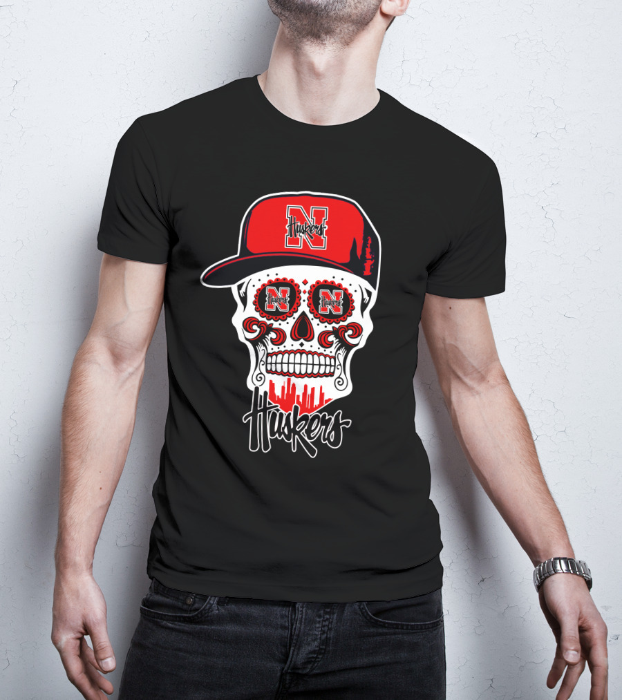 Nebraska Huskers Skull Hat Funny T-Shirt