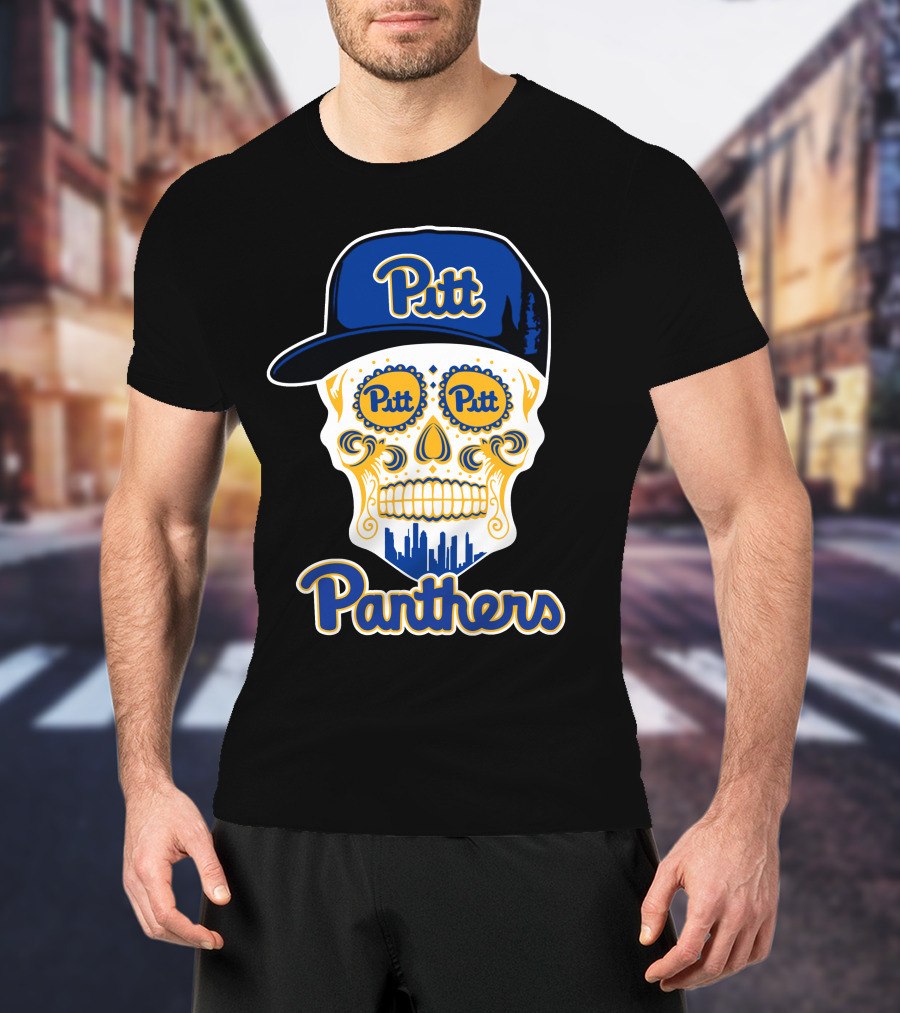 Pitt Panthers Skull With Hat Fun T-Shirt