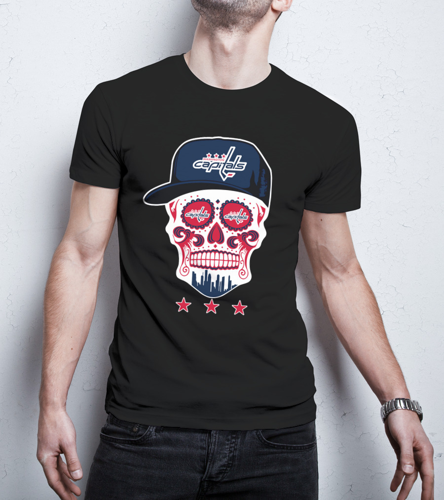 Washington Capitals Skull Design Playful Hockey Team T-Shirt