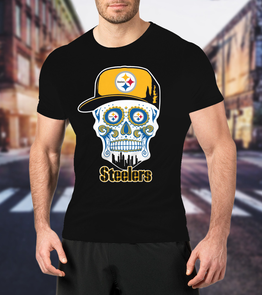 Pittsburgh Steelers Skull City Skyline Snapback T-Shirt