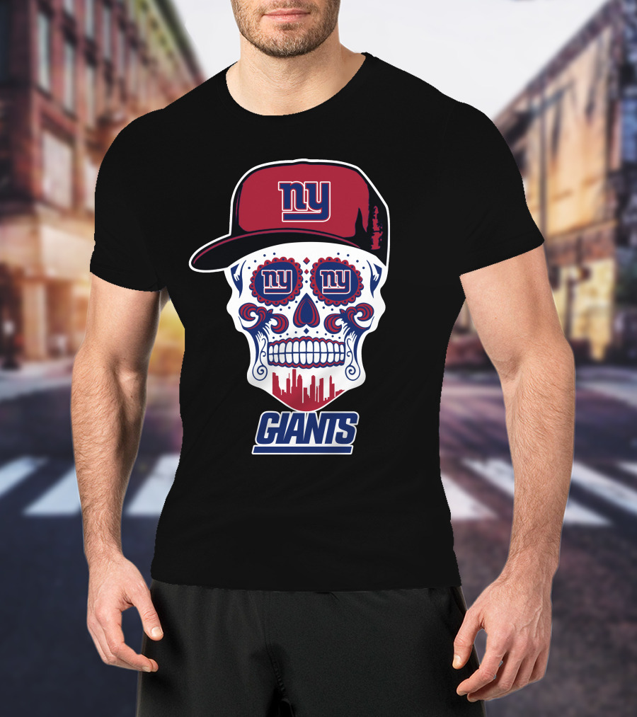 New York Giants Skull Cap City Silhouette Funny T-Shirt