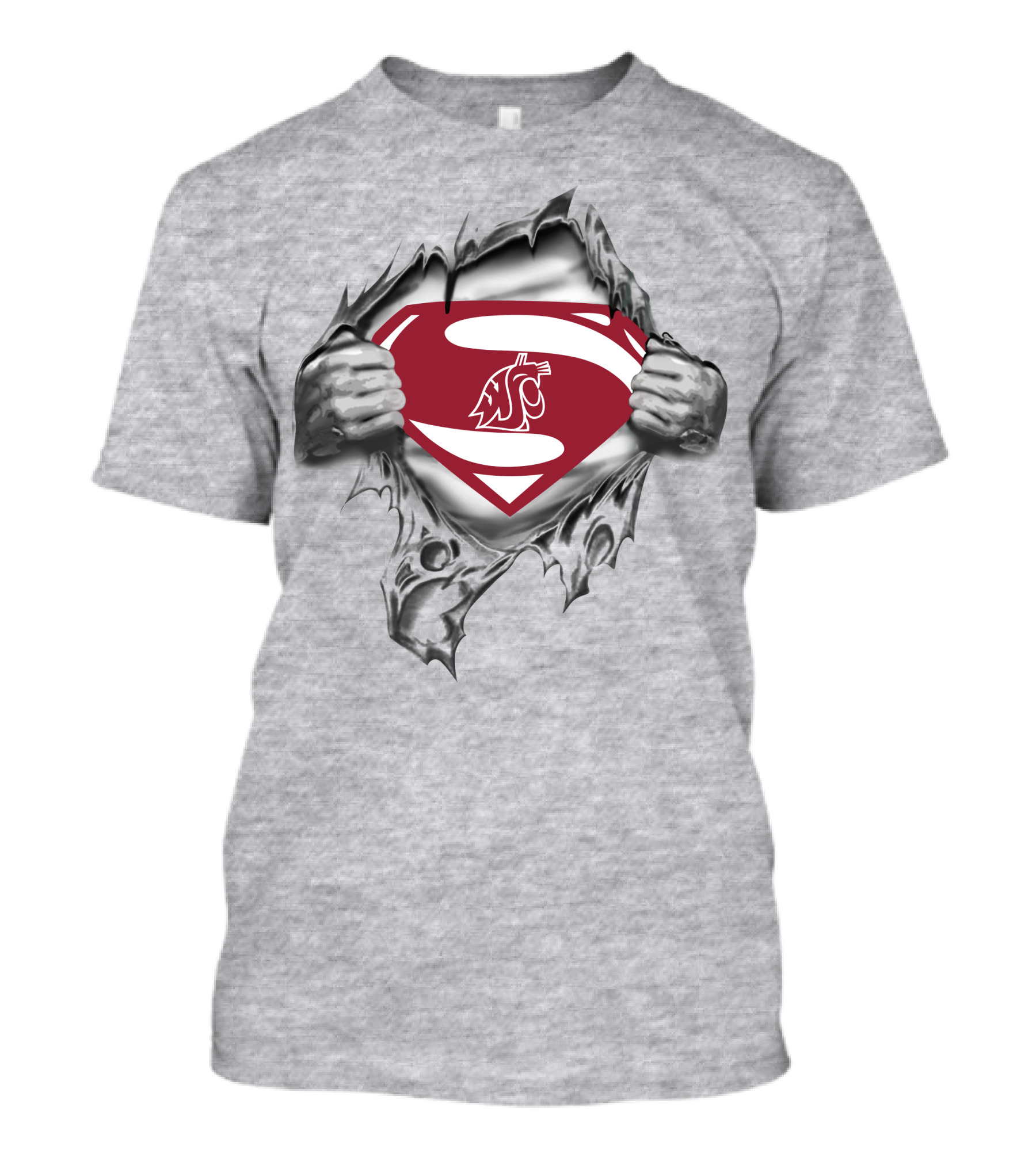 Washington State Cougars Superman Logo Torn Reveal 380 T-Shirt
