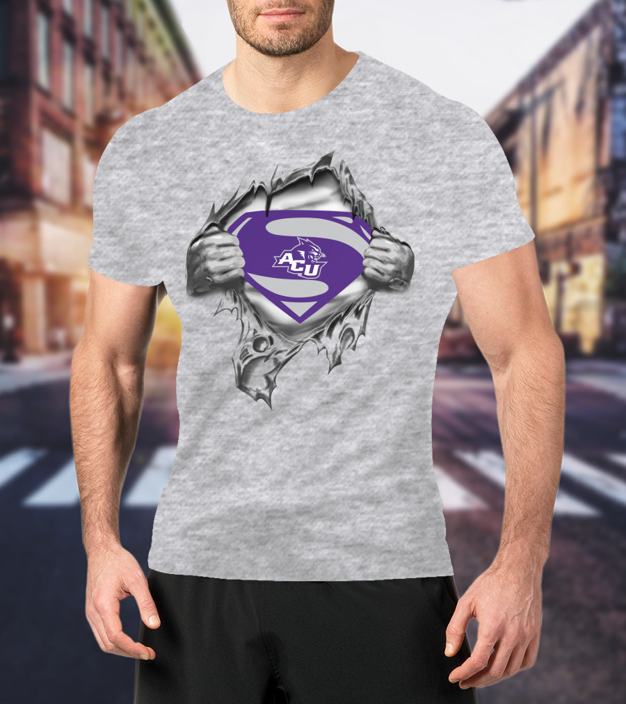 Acu Wildcats Superman Logo Fusion Abilene Christian Wildcats T-Shirt