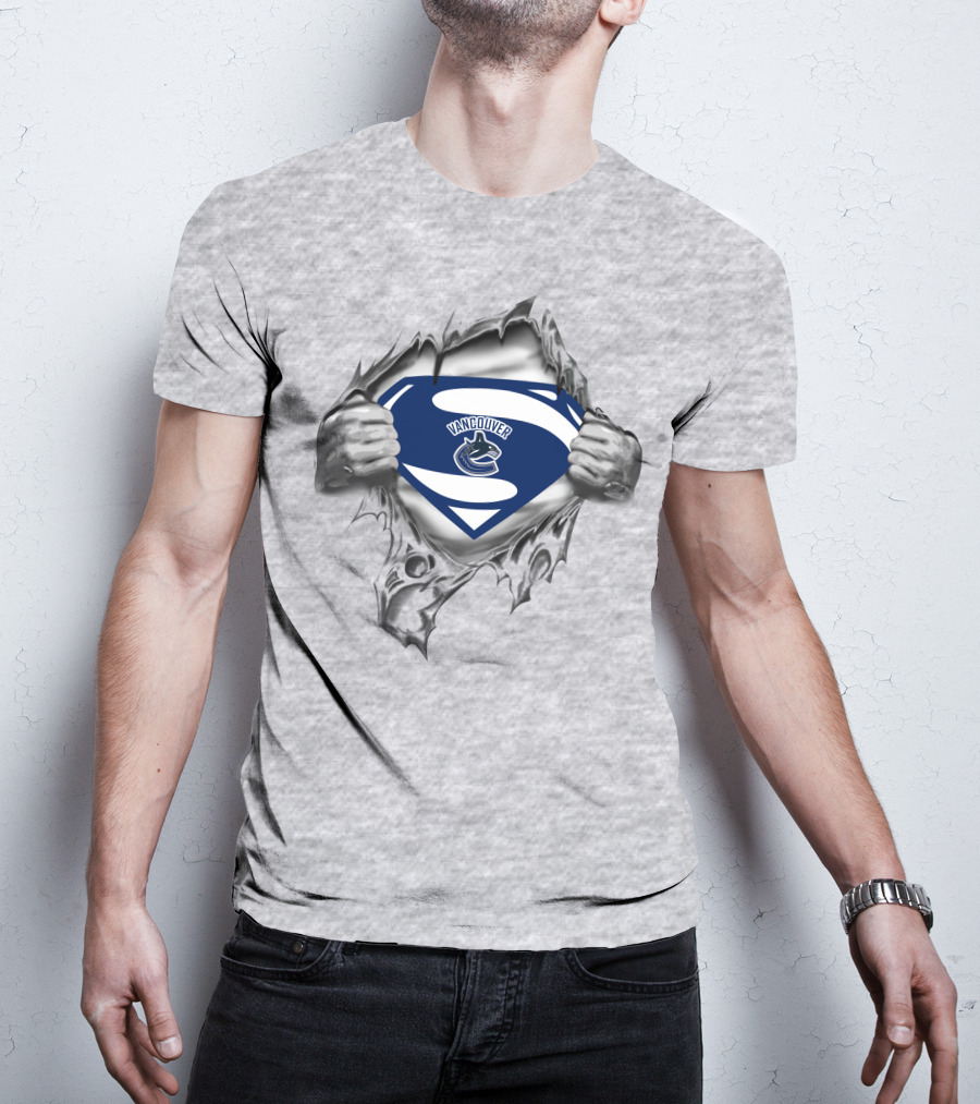 Vancanucks '96 Superman Logo Nhl Team Fan Jersey T-Shirt