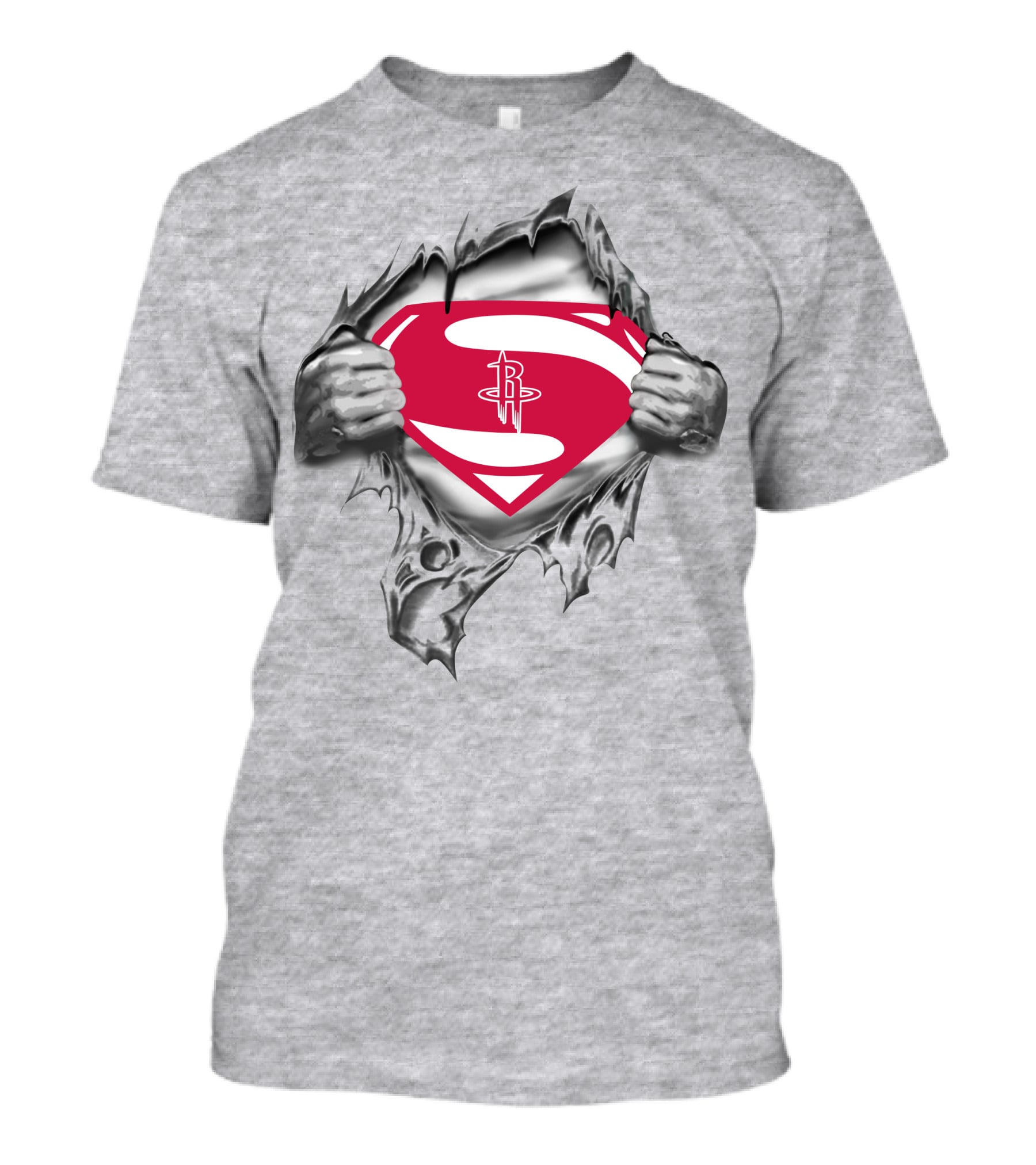 Houston Rockets Superman Logo Burst Open T-Shirt