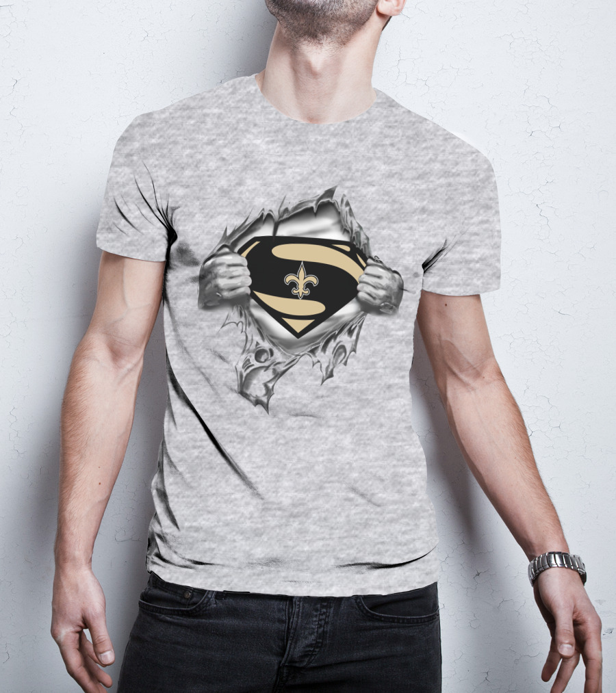 New Orleans Saints Logo Superman Shield Fleur-De-Lis T-Shirt