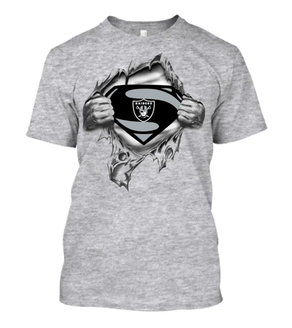 Oakland Raiders Superman Logo With Torn Shirt Effect T-Shirt