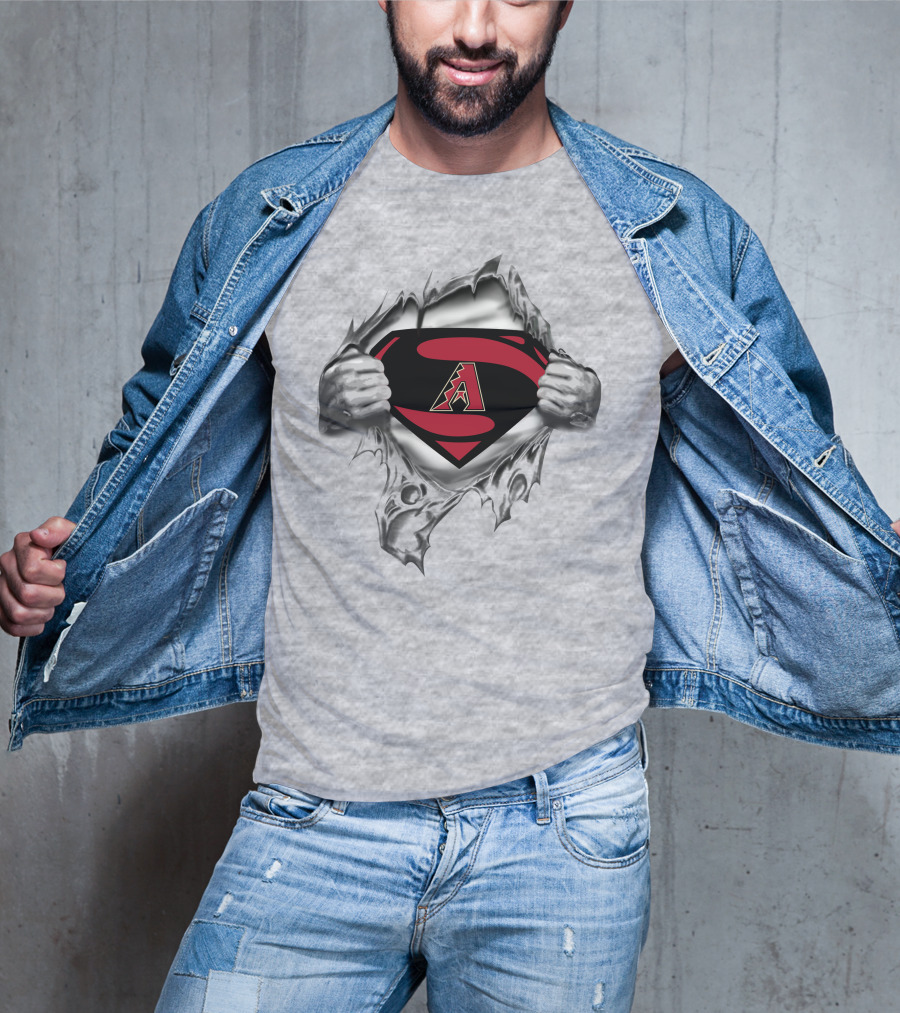 Arizona Diamondbacks Superman Logo Emblem Torn T-Shirt