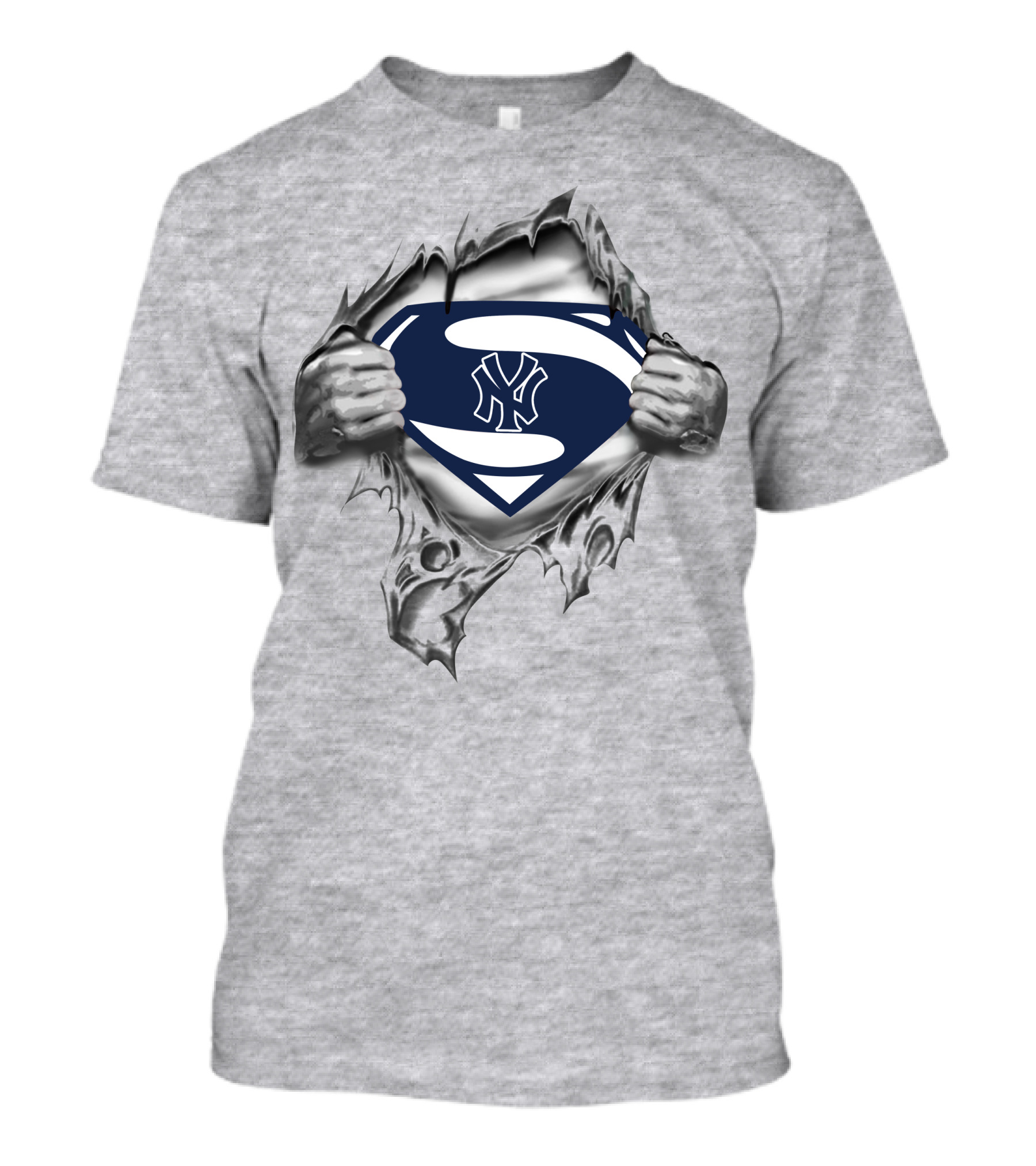 Superman Revealing New York Yankees Logo Emblem In Heroic Style T-Shirt