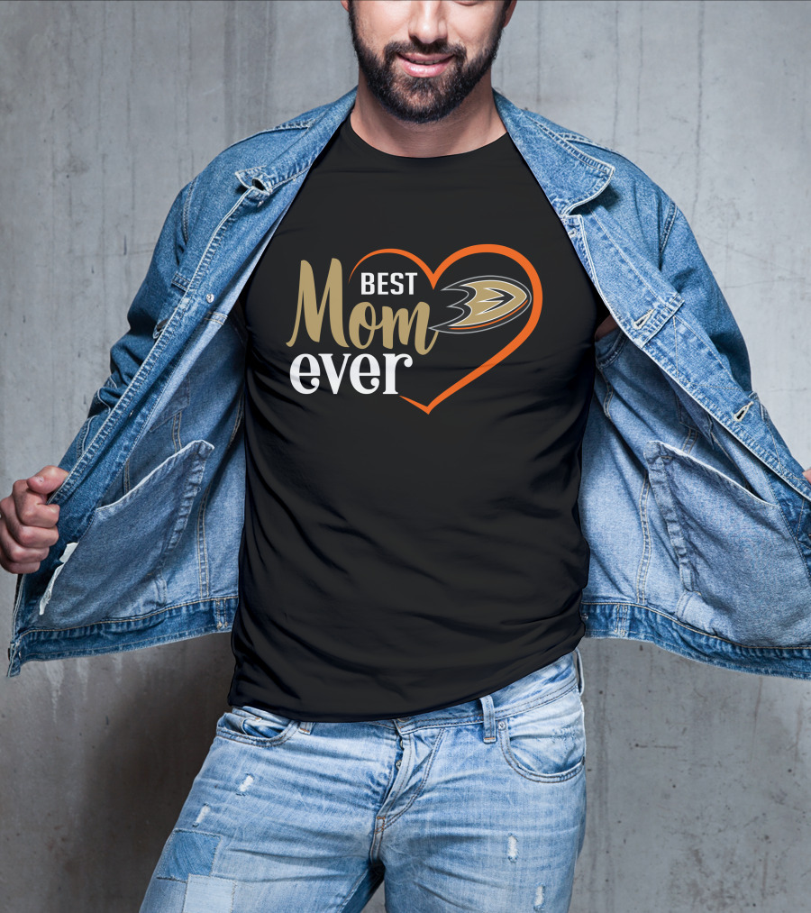 Anaheim Ducks Best Mom Ever Heart-Shaped T-Shirt