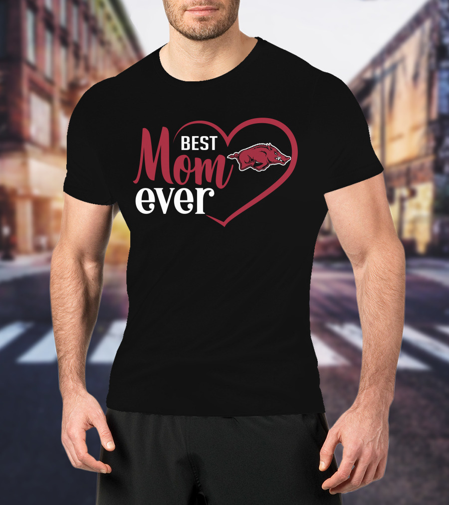 Best Mom Ever Arkansas Razorbacks Heart T-Shirt
