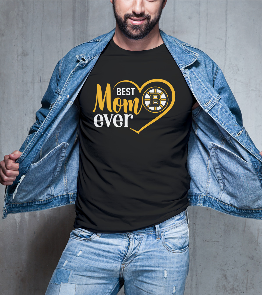 Boston Bruins Best Mom Ever Heart T-Shirt