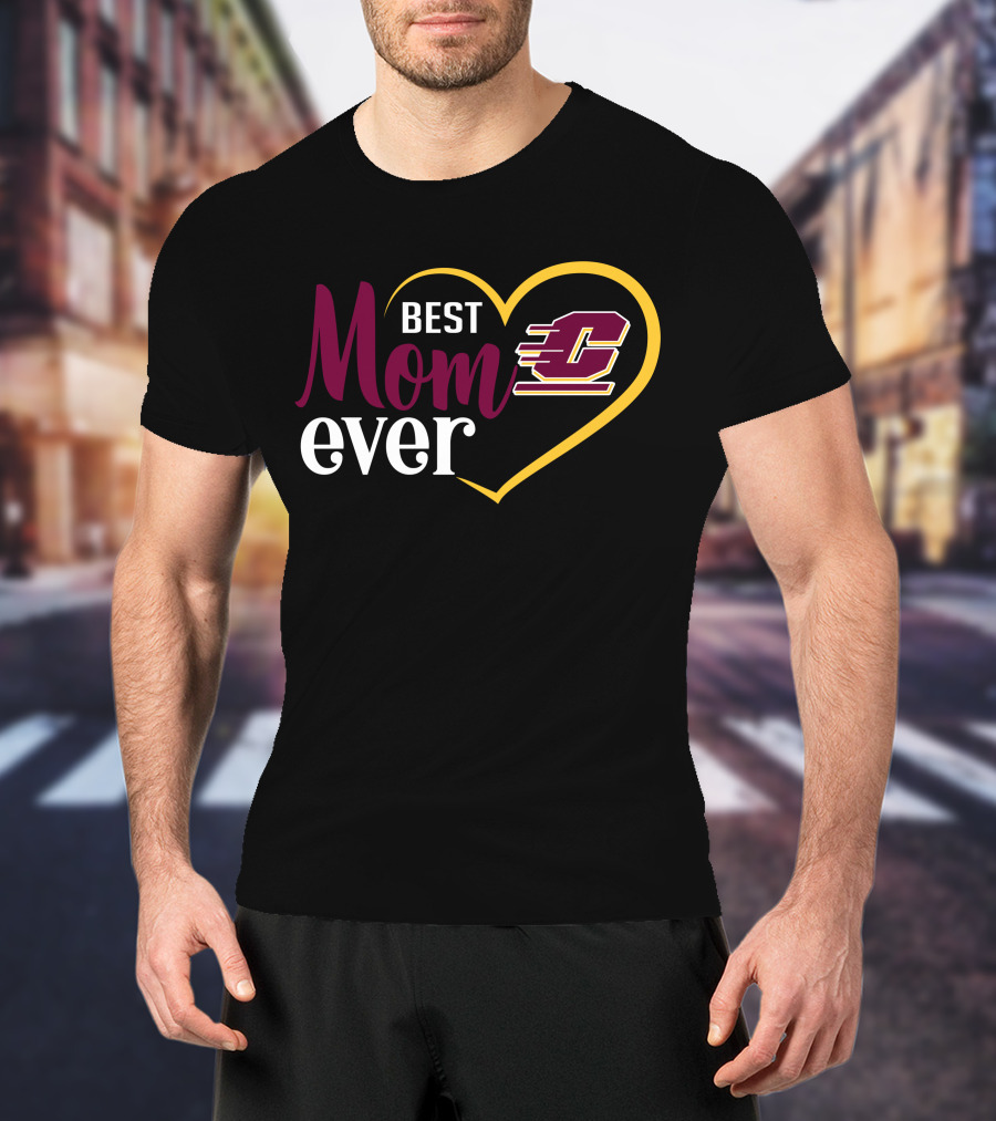Central Michigan Chippewas Best Mom Ever Heart T-Shirt