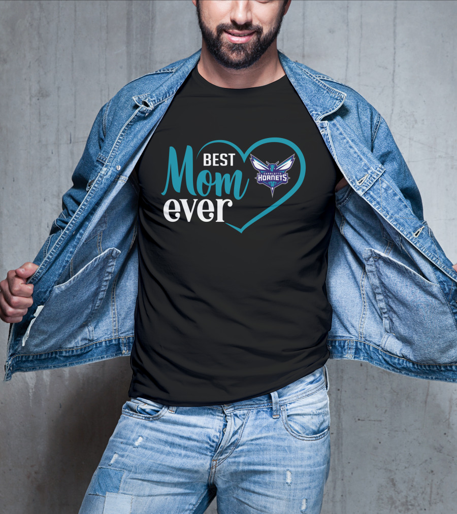 Charlotte Hornets Best Mom Ever Heart T-Shirt
