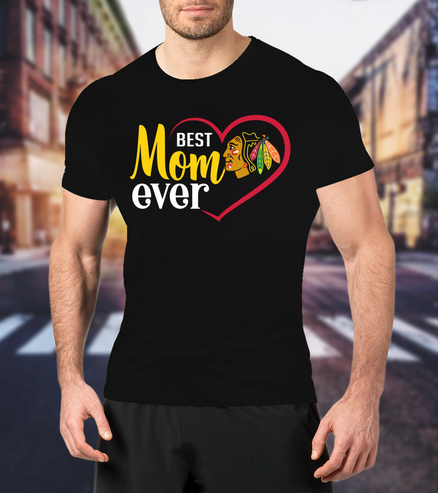 Chicago Blackhawks Best Mom Ever Heart T-Shirt