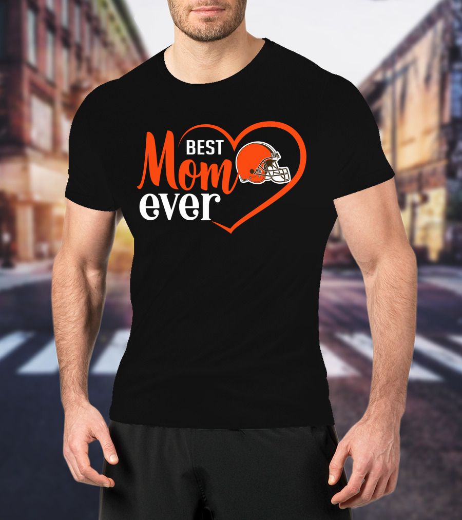 Cleveland Browns Best Mom Ever Heart Helmet T-Shirt