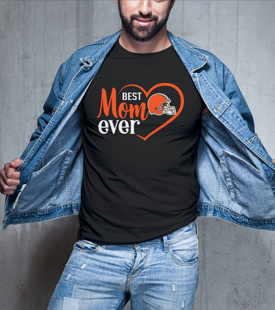 Cleveland Browns Best Mom Ever Heart Helmet T-Shirt