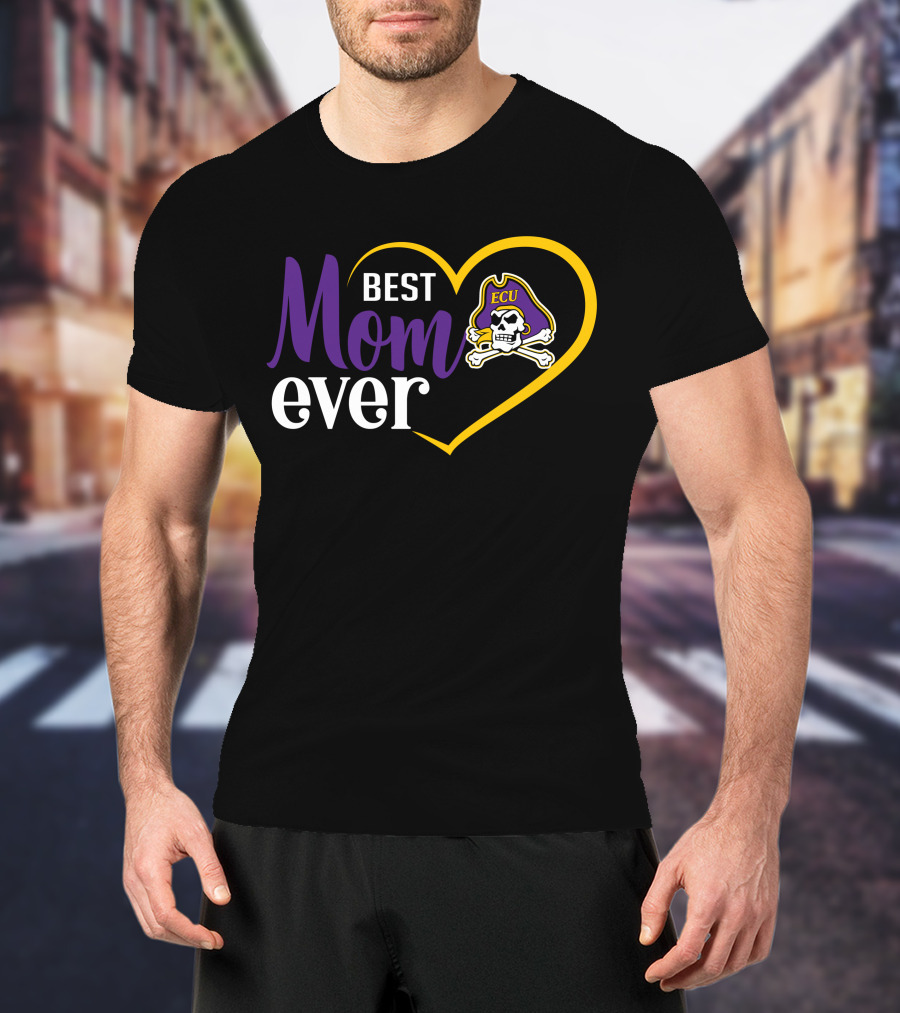 East Carolina Pirates Ecu Best Mom Ever Heart And Skull T-Shirt