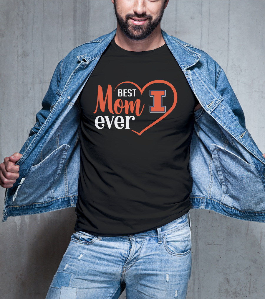 Illinois Fighting Illini Best Mom Ever Heart I T-Shirt