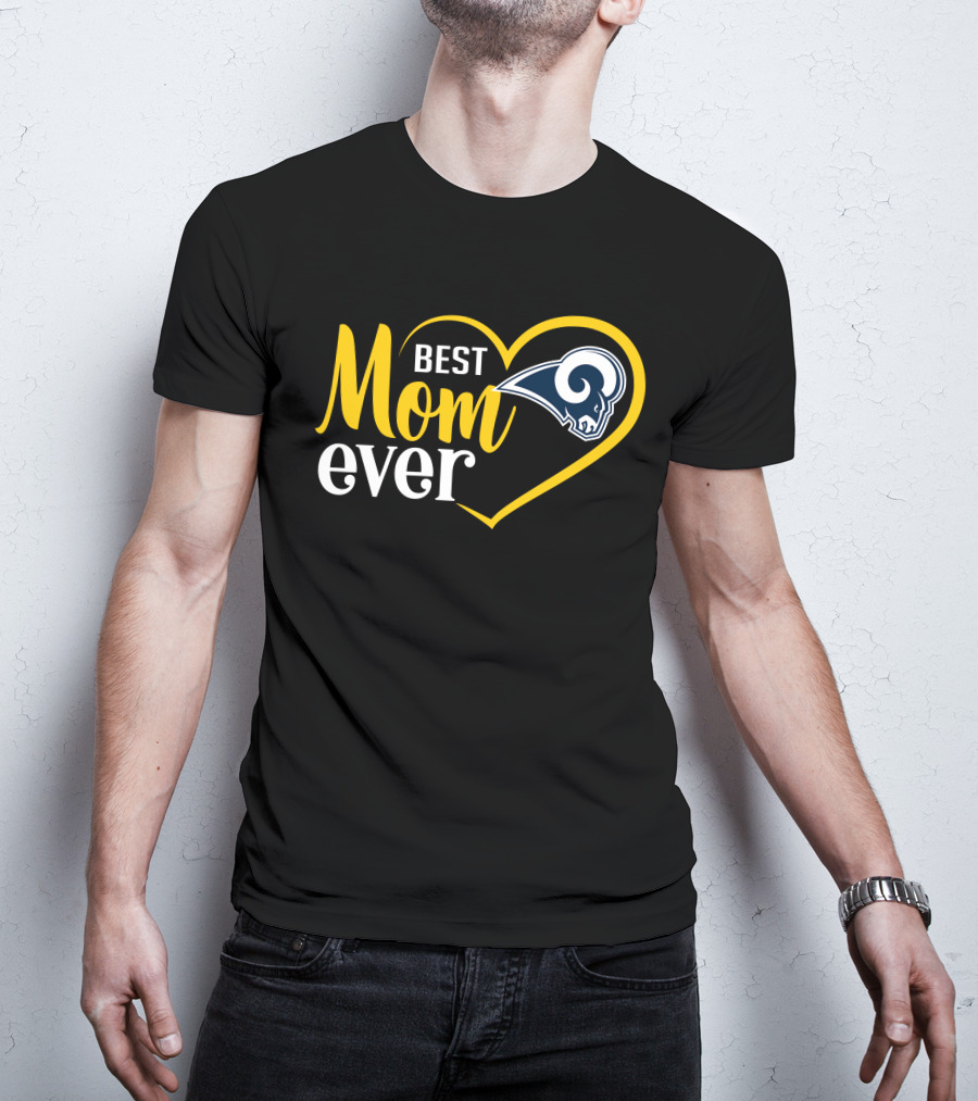 Los Angeles Rams Best Mom Ever Heart T-Shirt