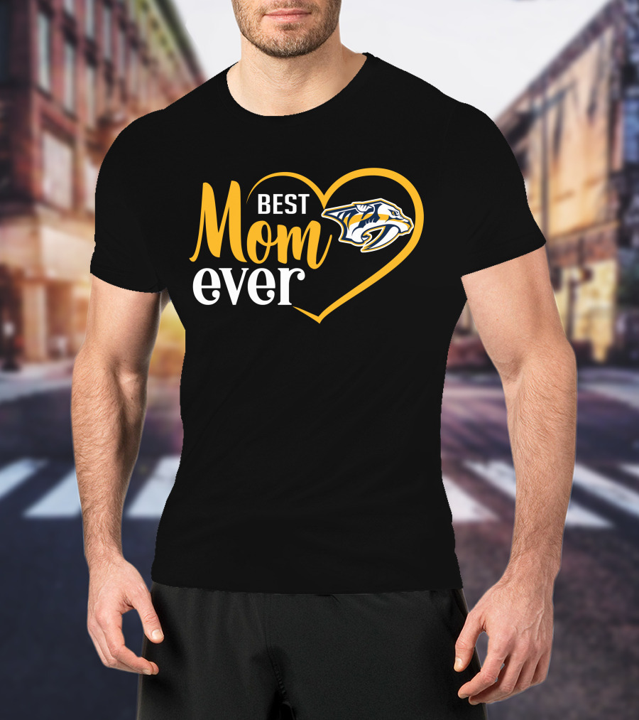 Nashville Predators Best Mom Ever Heart T-Shirt