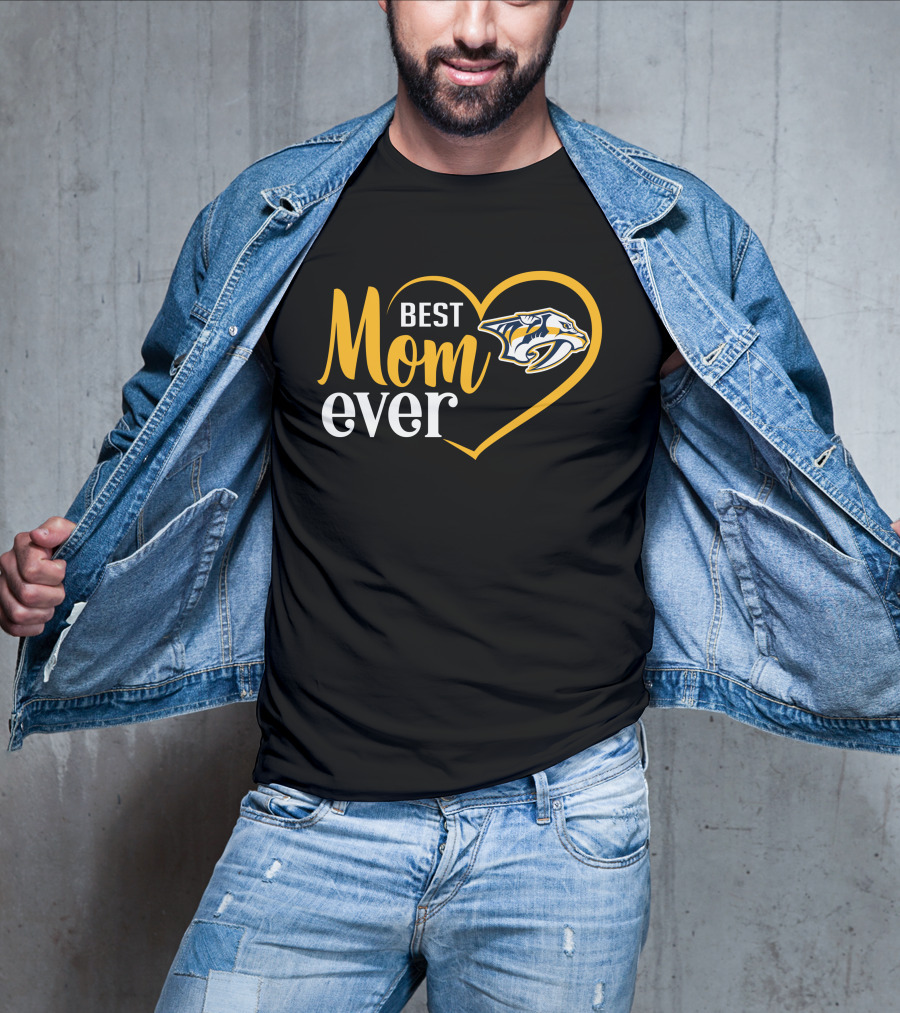 Nashville Predators Best Mom Ever Heart T-Shirt