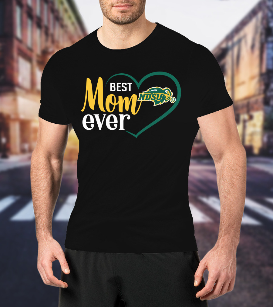 Best Mom Ever Ndsu Bison Heart T-Shirt
