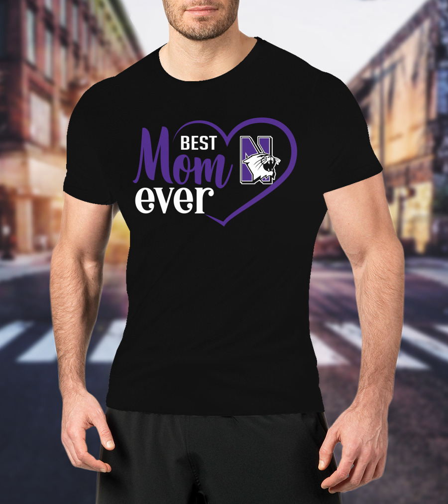 Northwestern Wildcats Best Mom Ever Heart T-Shirt