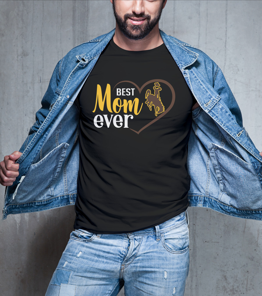 Best Mom Ever Wyoming Cowboys Heart T-Shirt