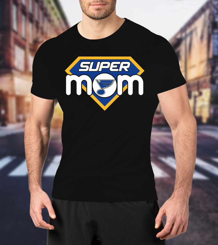 Super Mom St Louis Blues Logo Shield T-Shirt