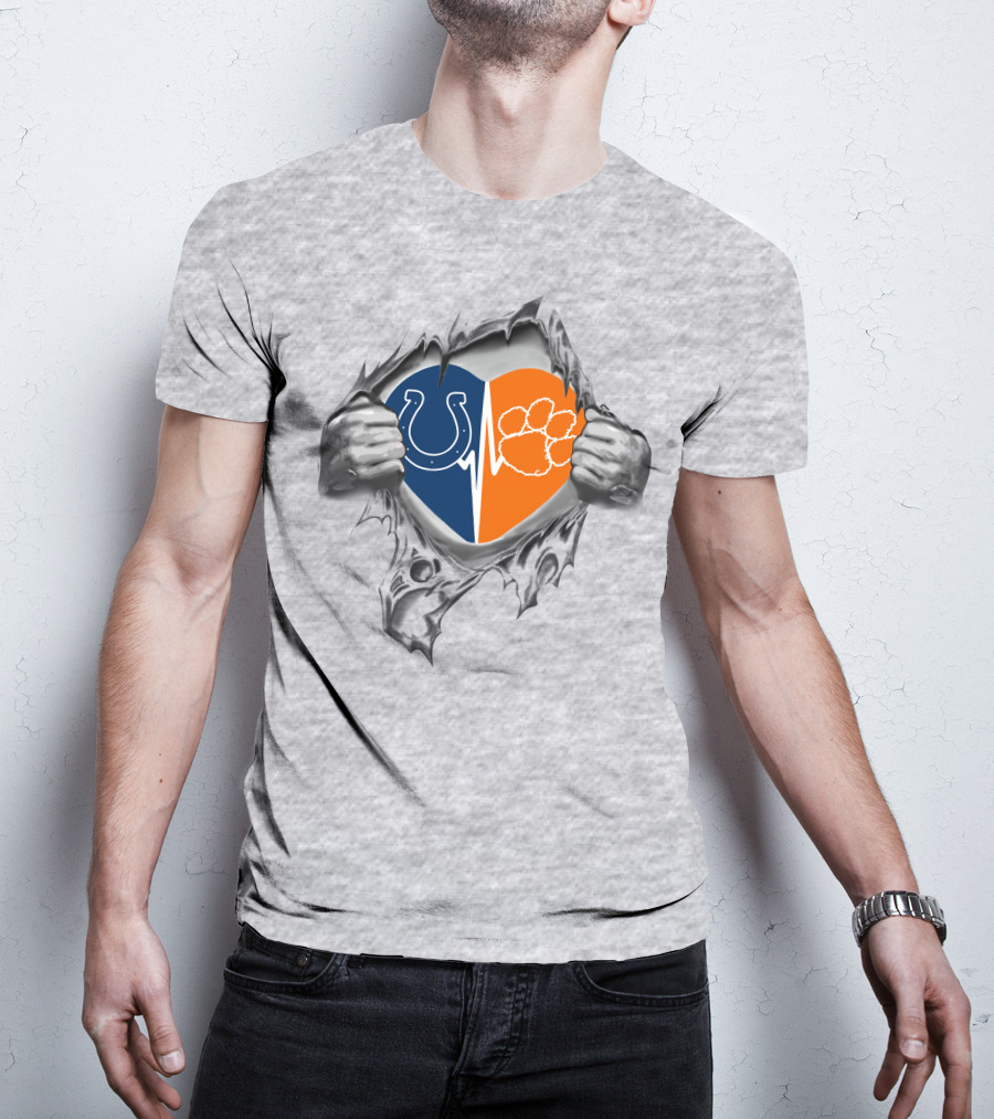 Colts Clemson Tigers Heartbeat Connection T-Shirt