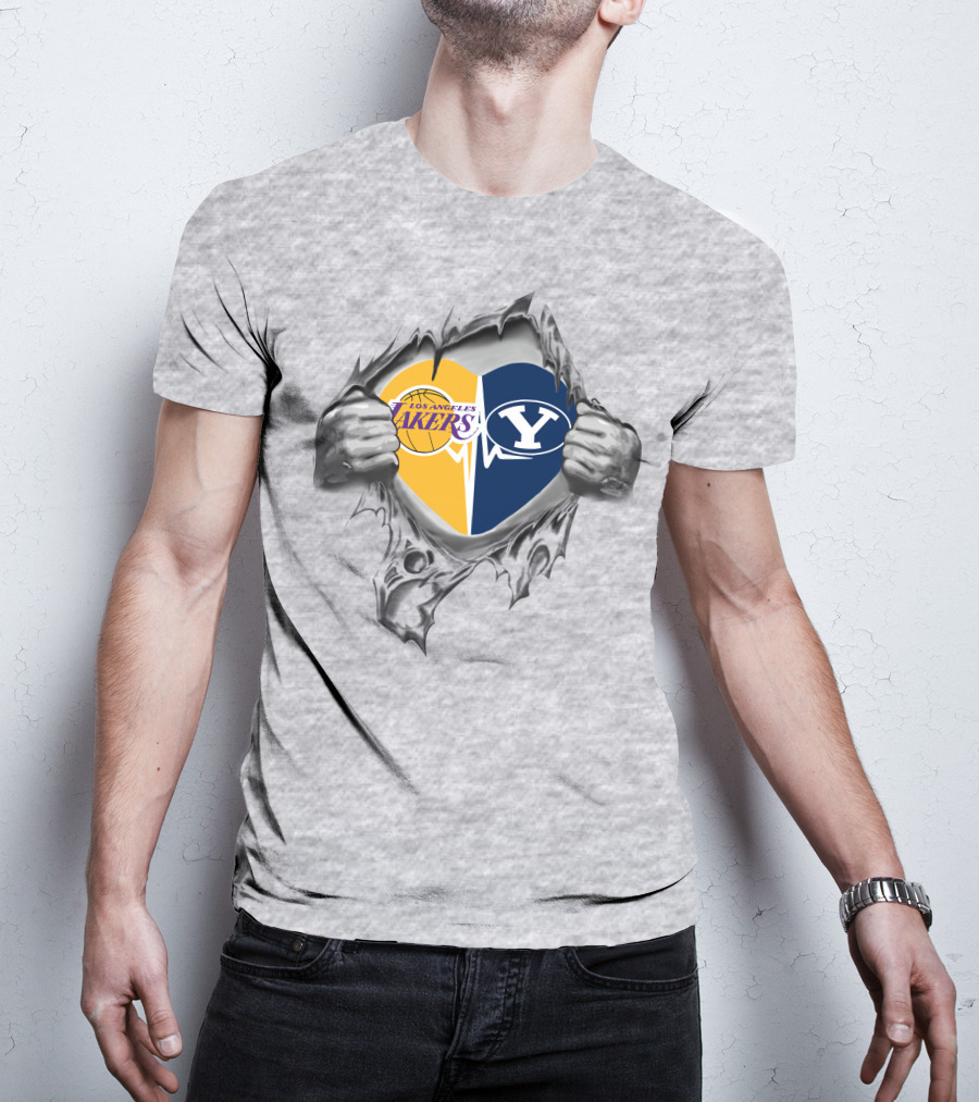 Los Angeles Lakers Byu Cougars Heart Symbol T-Shirt