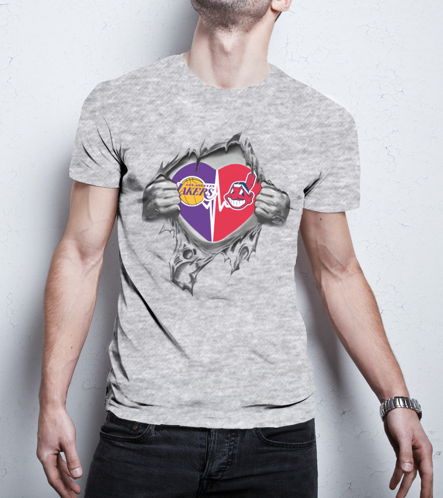 Los Angeles Lakers Cleveland Indians Heartbeat Passion T-Shirt