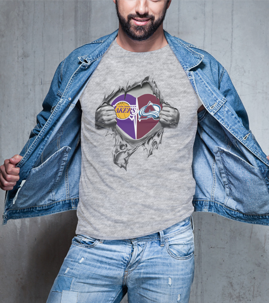 Los Angeles Lakers Colorado Avalanche Heart T-Shirt