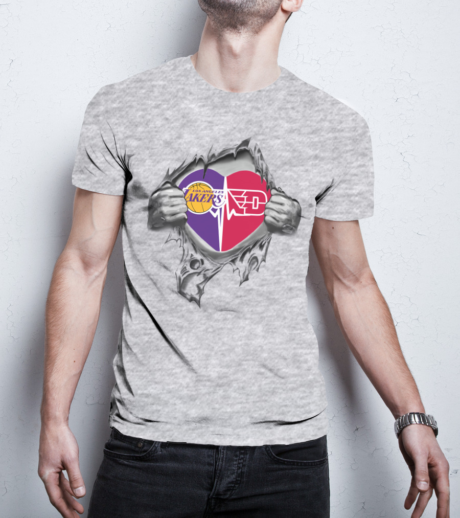 Los Angeles Lakers Dayton Flyers Heartbeat Connection T-Shirt
