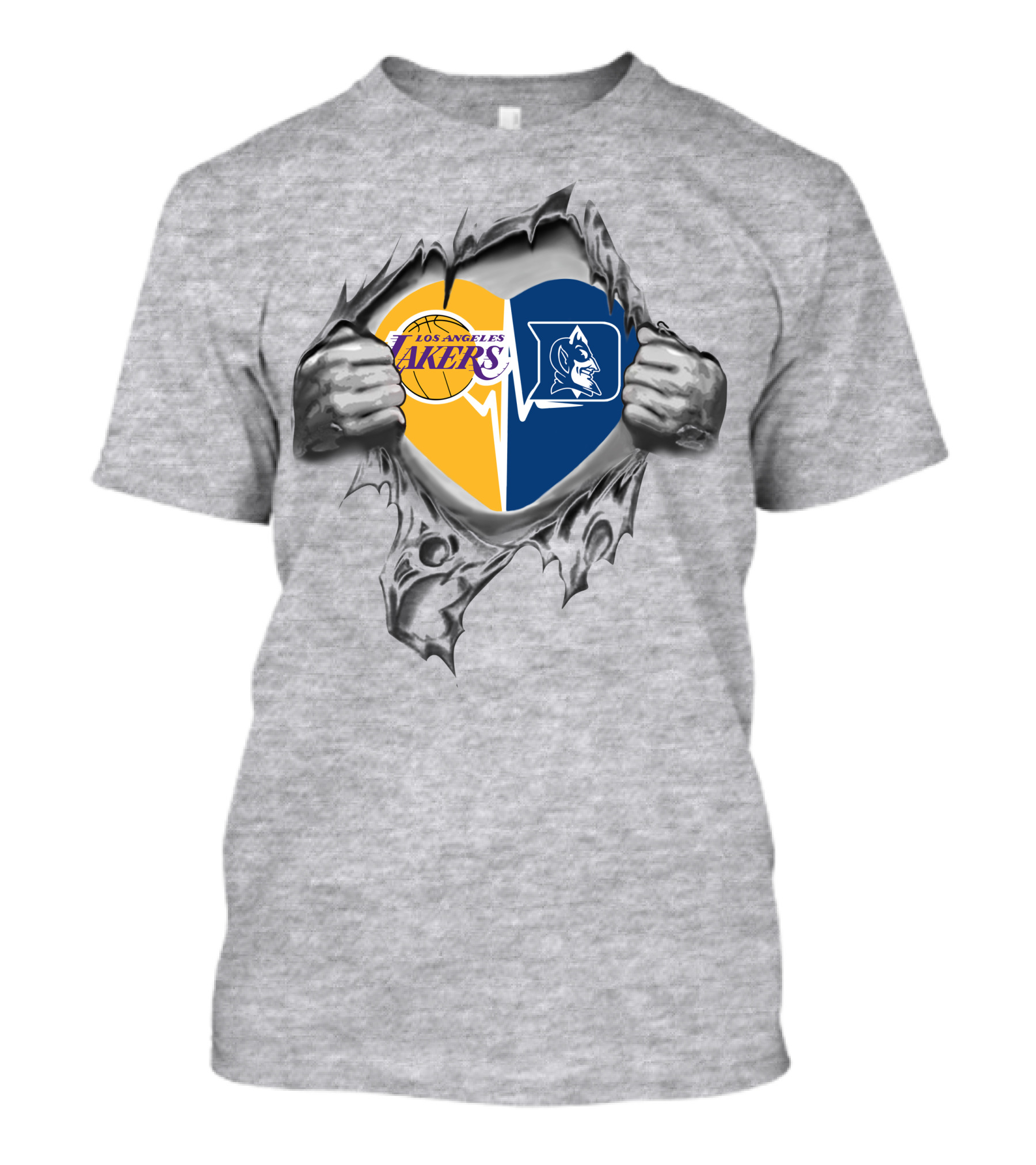 Los Angeles Lakers Duke Blue Devils Heart T-Shirt