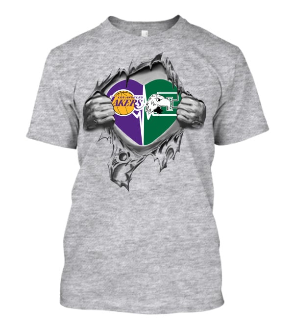 Los Angeles Lakers Eastern Michigan Eagles Heart Ripping T-Shirt