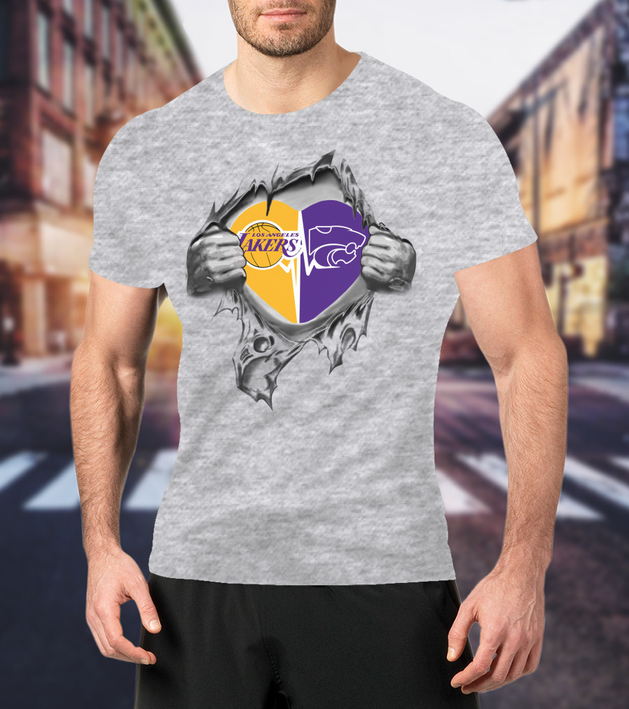Los Angeles Lakers Kansas State Wildcats Heart T-Shirt
