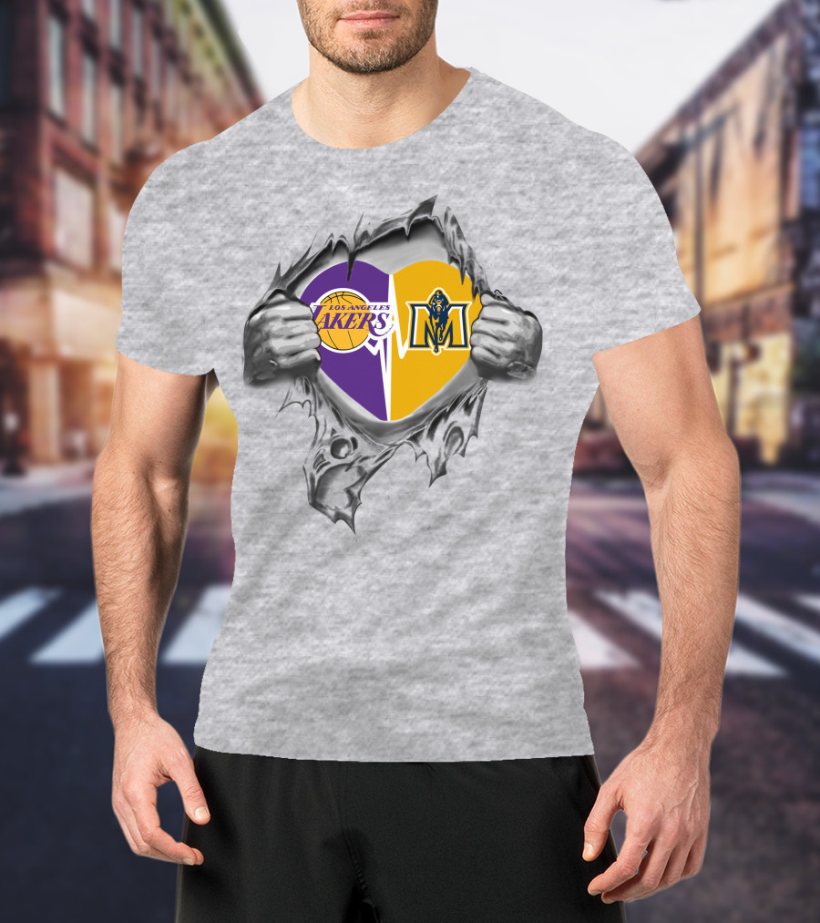 Los Angeles Lakers Murray State Racers Heart T-Shirt