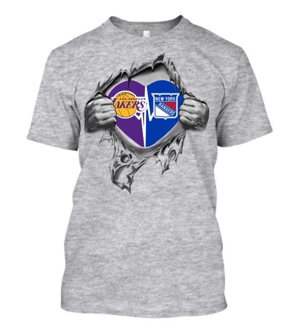 Los Angeles Lakers New York Rangers Heart Logo Burst T-Shirt
