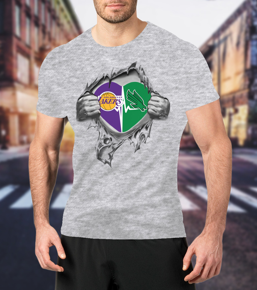 Lakers North Texas Mean Green Heart Tear T-Shirt