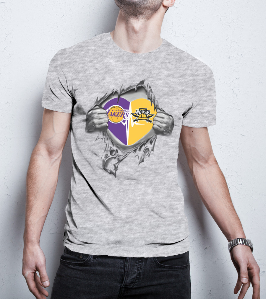 Los Angeles Lakers Northern Kentucky Norse Split Heart T-Shirt