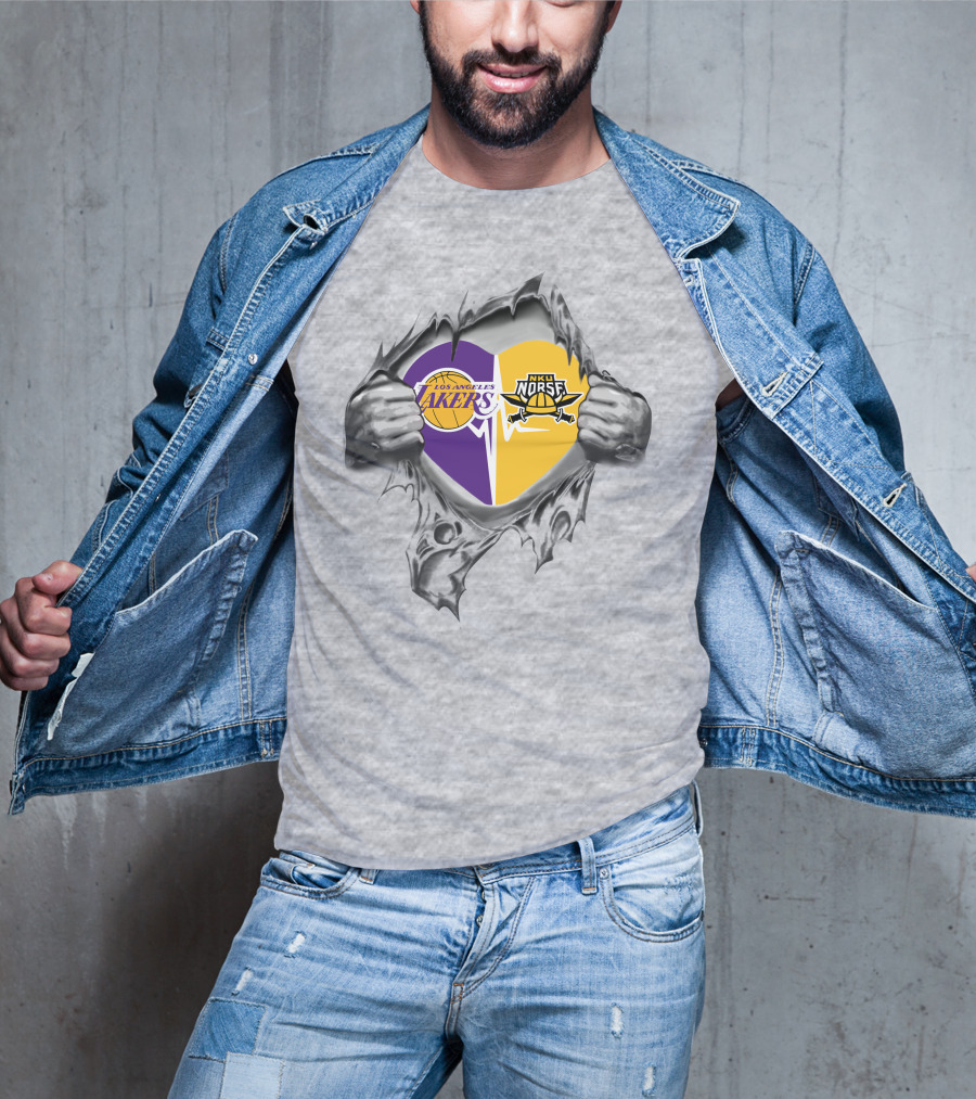 Los Angeles Lakers Northern Kentucky Norse Split Heart T-Shirt