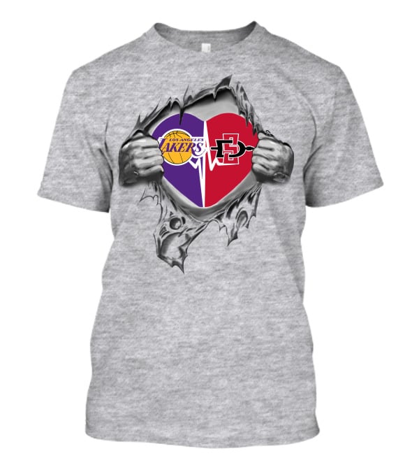 Los Angeles Lakers San Diego State Aztecs Heartbeat Love T-Shirt
