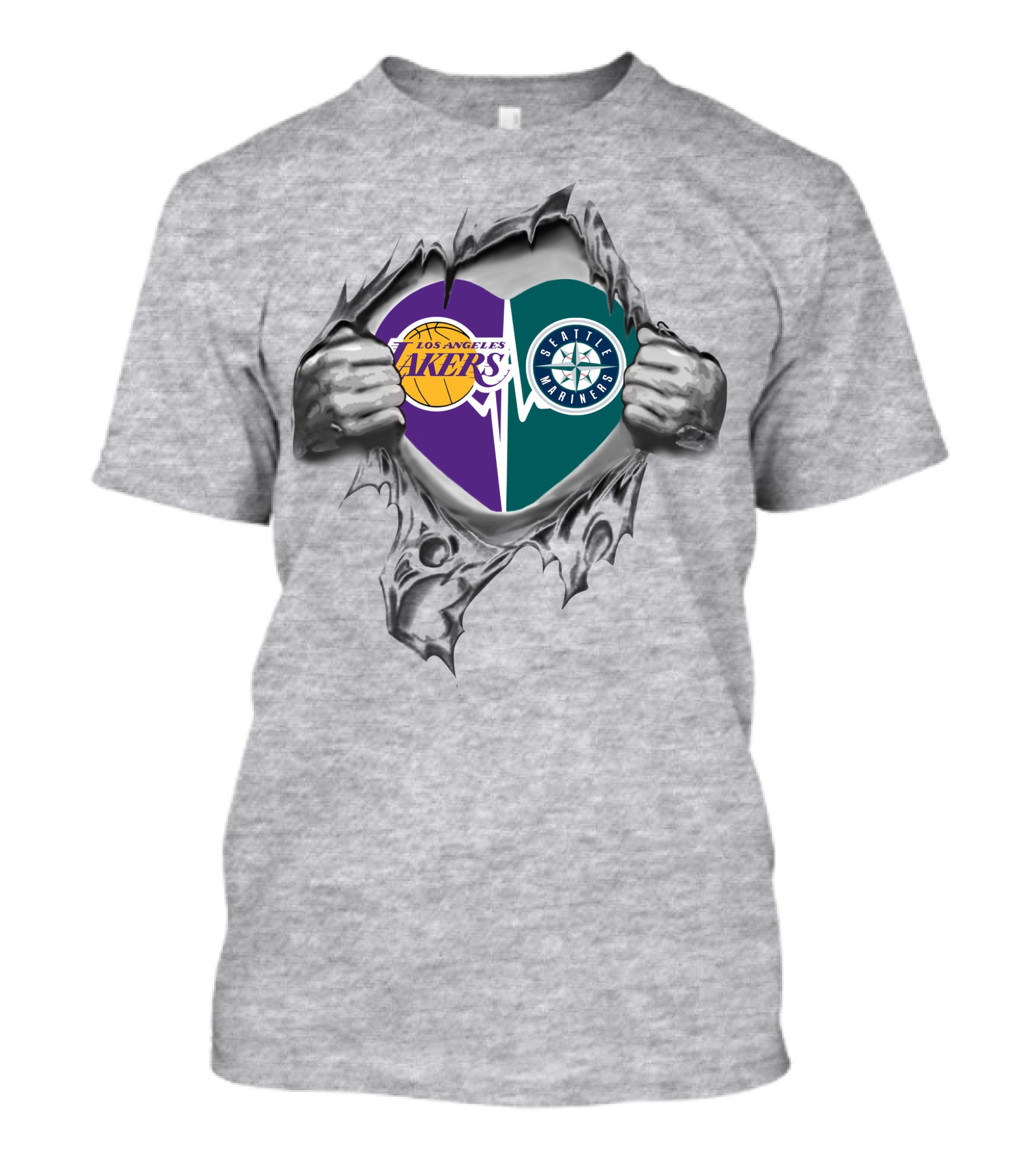 Los Angeles Lakers Seattle Mariners Heart Passion T-Shirt