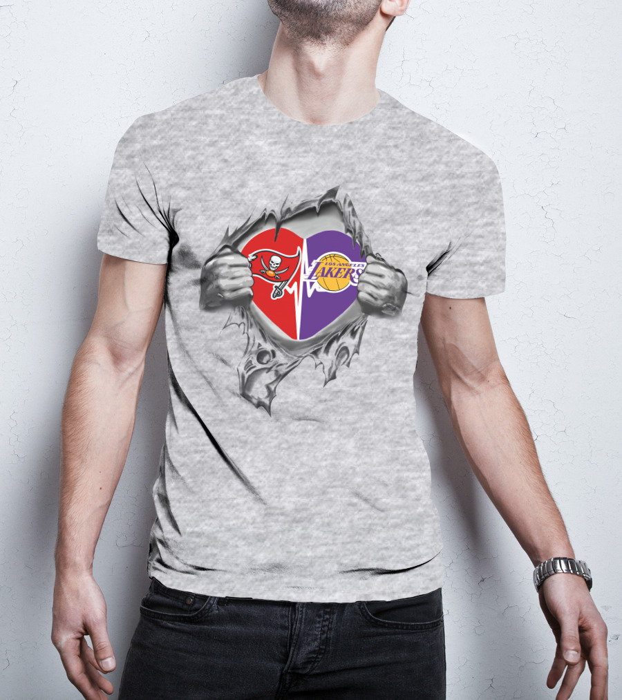 Lakers Tampa Bay Buccaneers Heartbeat Passion Fan Love T-Shirt