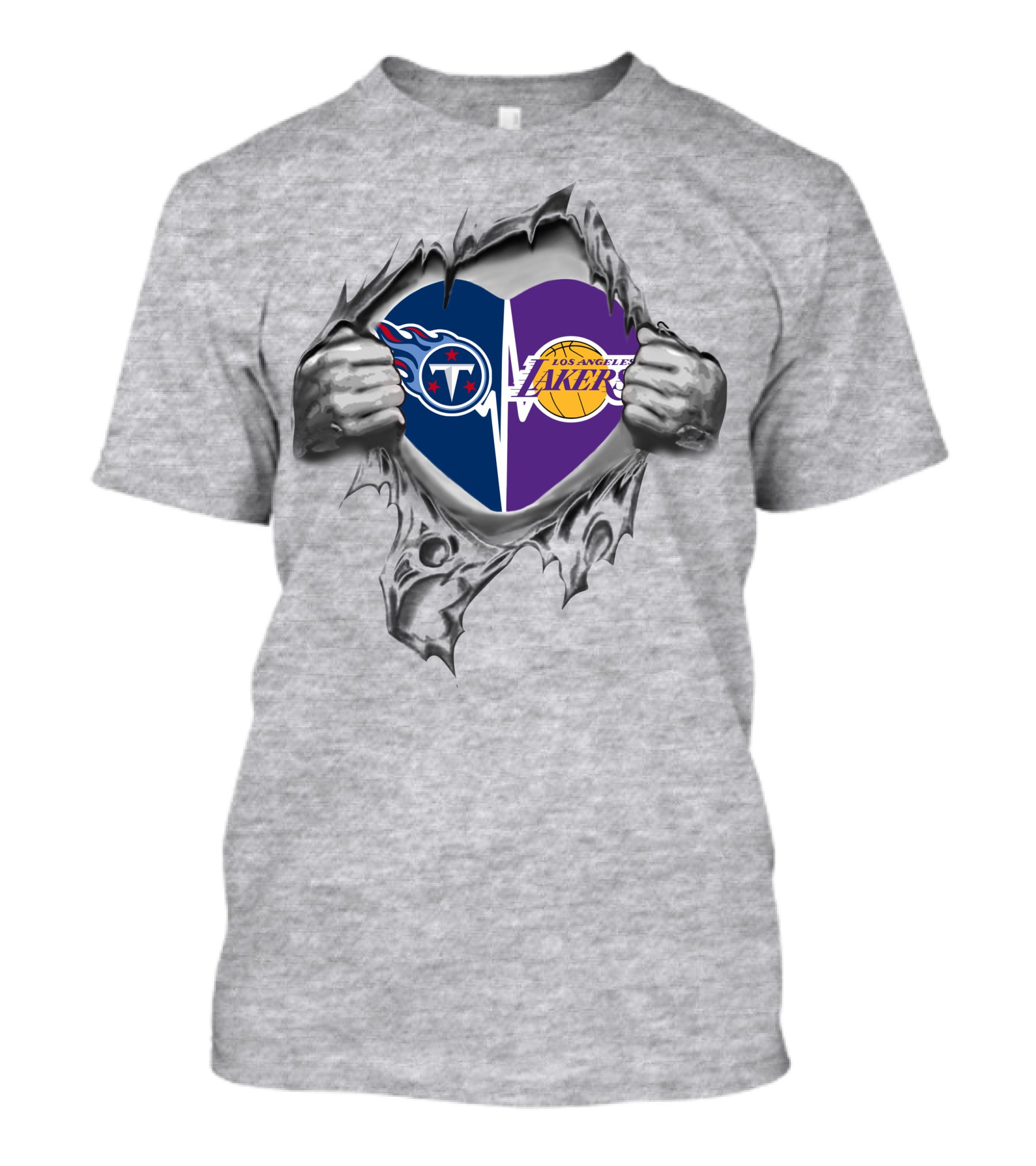 Tennessee Titans Los Angeles Lakers Heart Pullover Rip T-Shirt