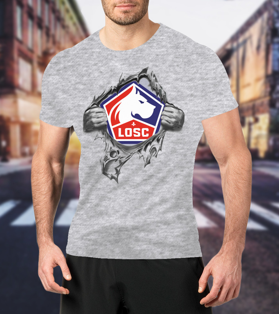 Losc Lille Super Fan 279 Iconic Emblem Ripped T-Shirt